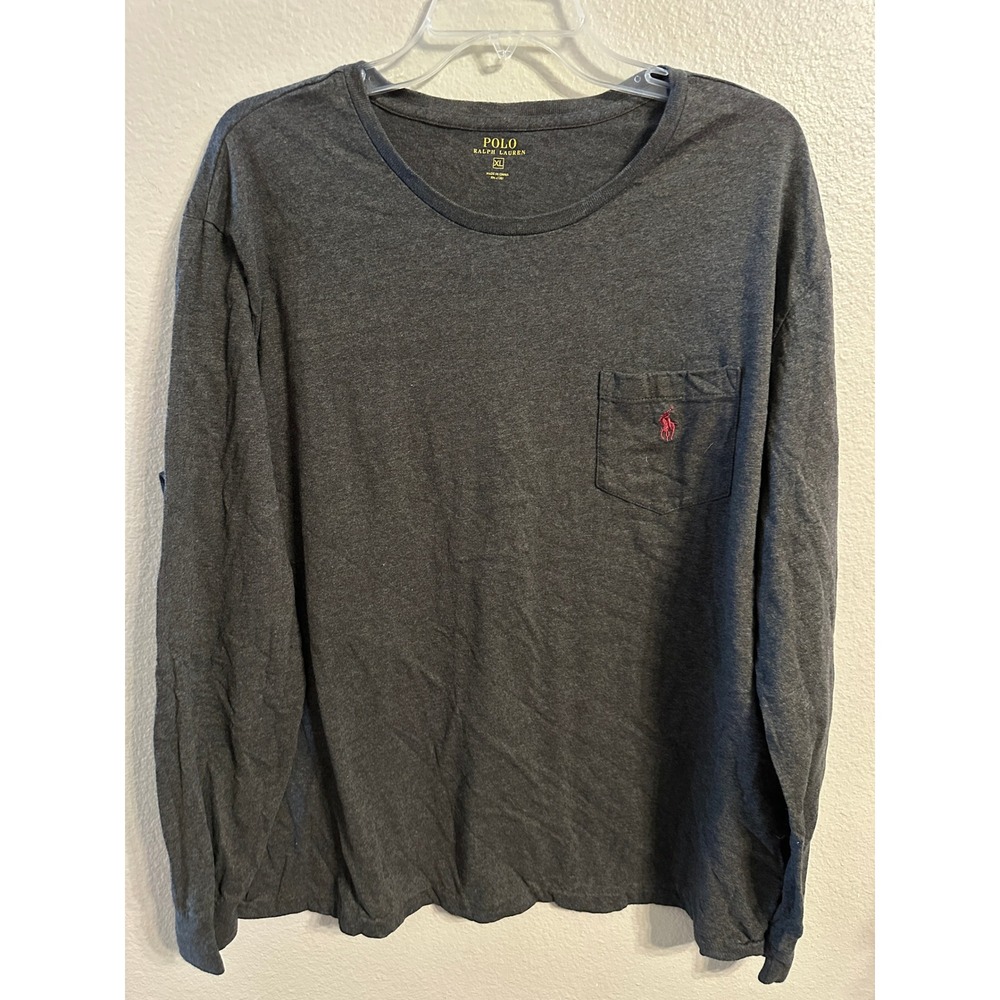 Polo Ralph Lauren Long Sleeve T-Shirt Mens XL Gray Pocket Casual